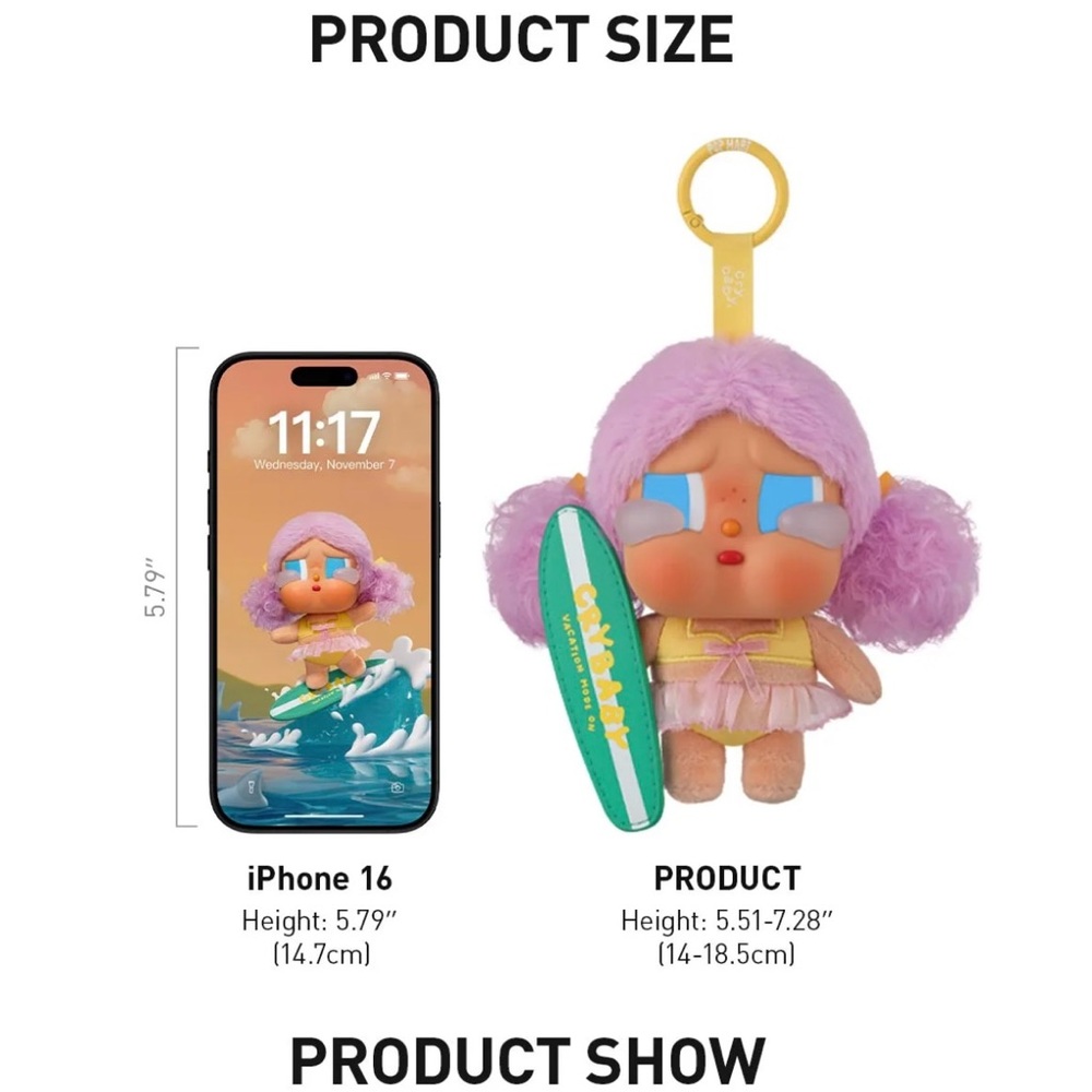 Popmart Crybaby Vacation Mode On My Summer Vibe Vinyl Plush Pendant US Seller - Picture 2 of 3